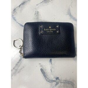 Kate Spade New York Women's Black Bifold Card Wallet Pebble Coin Purse Zip Pockt